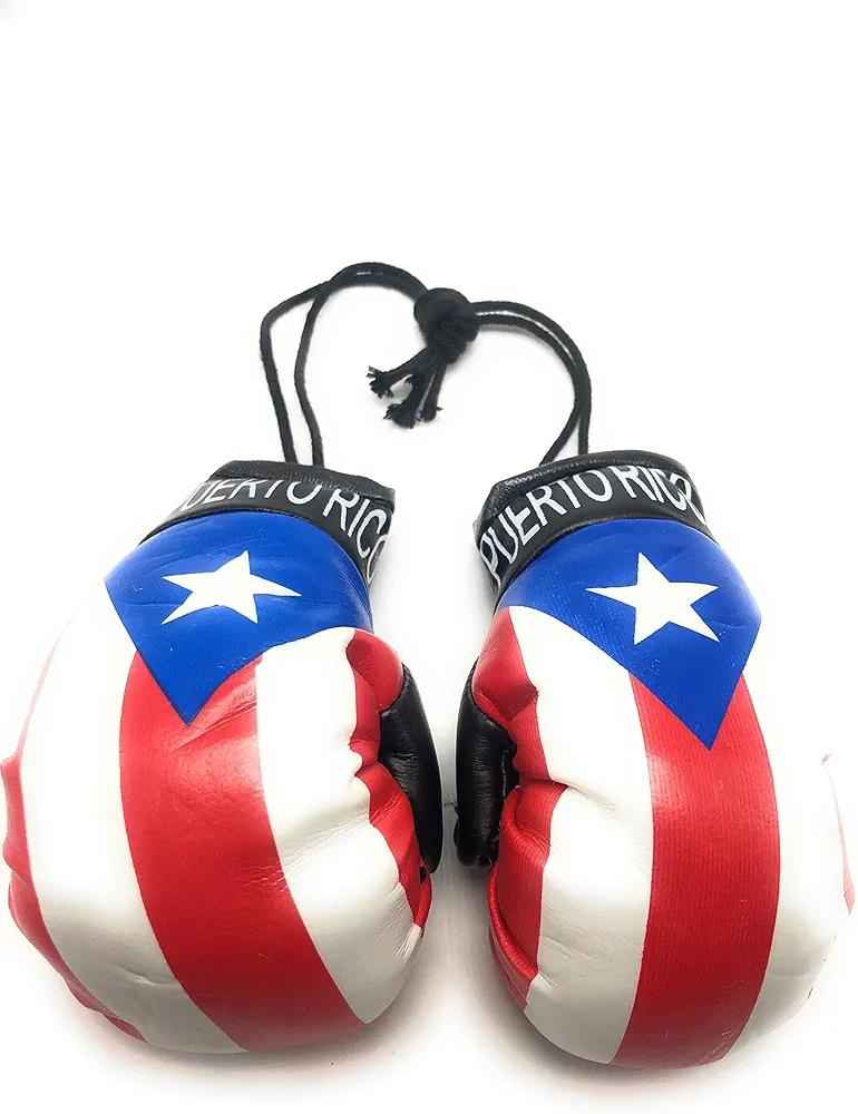 Hanging Car Mirror Mini Boxing Gloves (Puerto Rico)