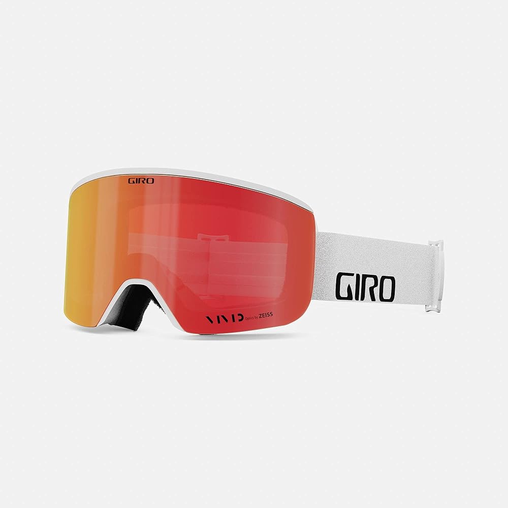 Giro Axis Ski Goggles - Snowboard Goggles for Men - White Wordmark Strap with Vivid Ember/Vivid Infrared Lenses