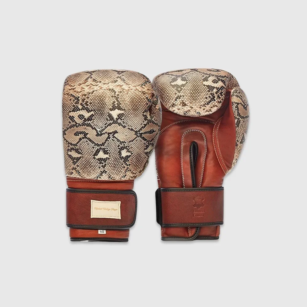 Modest Vintage Player PRO Snake Skin Leather Boxing Gloves (Strap Up) Limited Edition