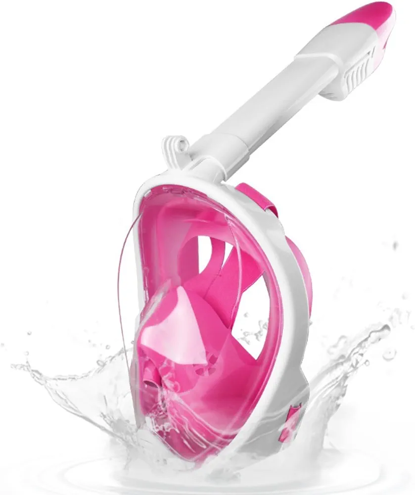 Breathing Tubes Full Face Snorkel Mask Snorkeling Gear for Adults Panoramic View Scuba Mask Diving Mask Detachable Camera Mount Adjustable Straps Anti-Fog Anti-Leak Dry Top Set
