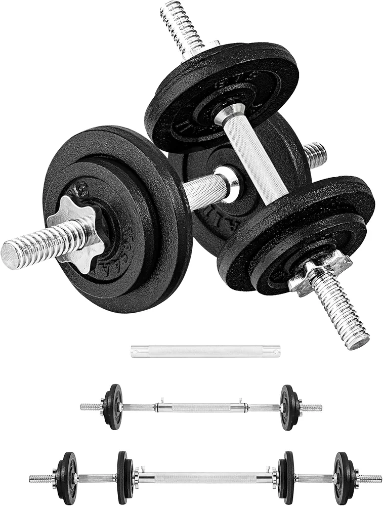 Yes4All Old School Adjustable Dumbbell Set with Weight Plates, Star Lock Collars/Connector, 40lbs to 200lbs Adjustable Weight Plates Set