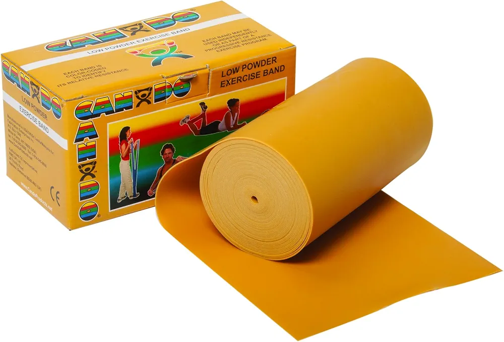Cando 1211785 Low Powder Exercise Band Roll, 6 yd Length, Gold-XXX-Heavy