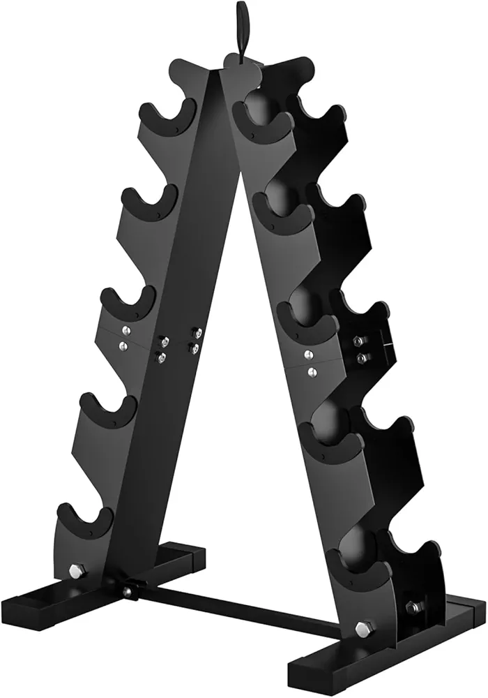 DERACY Dumbbell Rack Stand Only, Heavy Duty A-Frame Dumbbell Storage Rack, 5 tier Steel Dumbbell Holder for Home Gym Space Saver