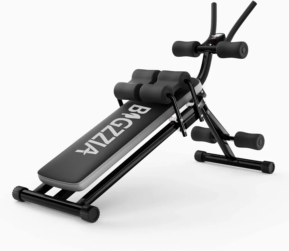 Bigzzia Ab Machine, Ab Workout Equipment Machine for Stomach Workout Foldable Abdominal Trainer for Home Gym Adjustable Ab Exercise Bench Crunch Machine for Core Abdomen