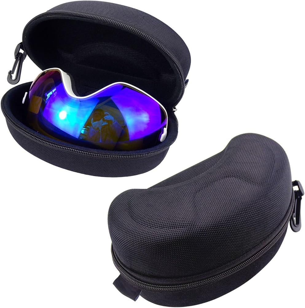 2pcs Ski Goggles Hard Case, EVA Snowboard Goggles Box, Sports Glasses Storage Holder(Black)