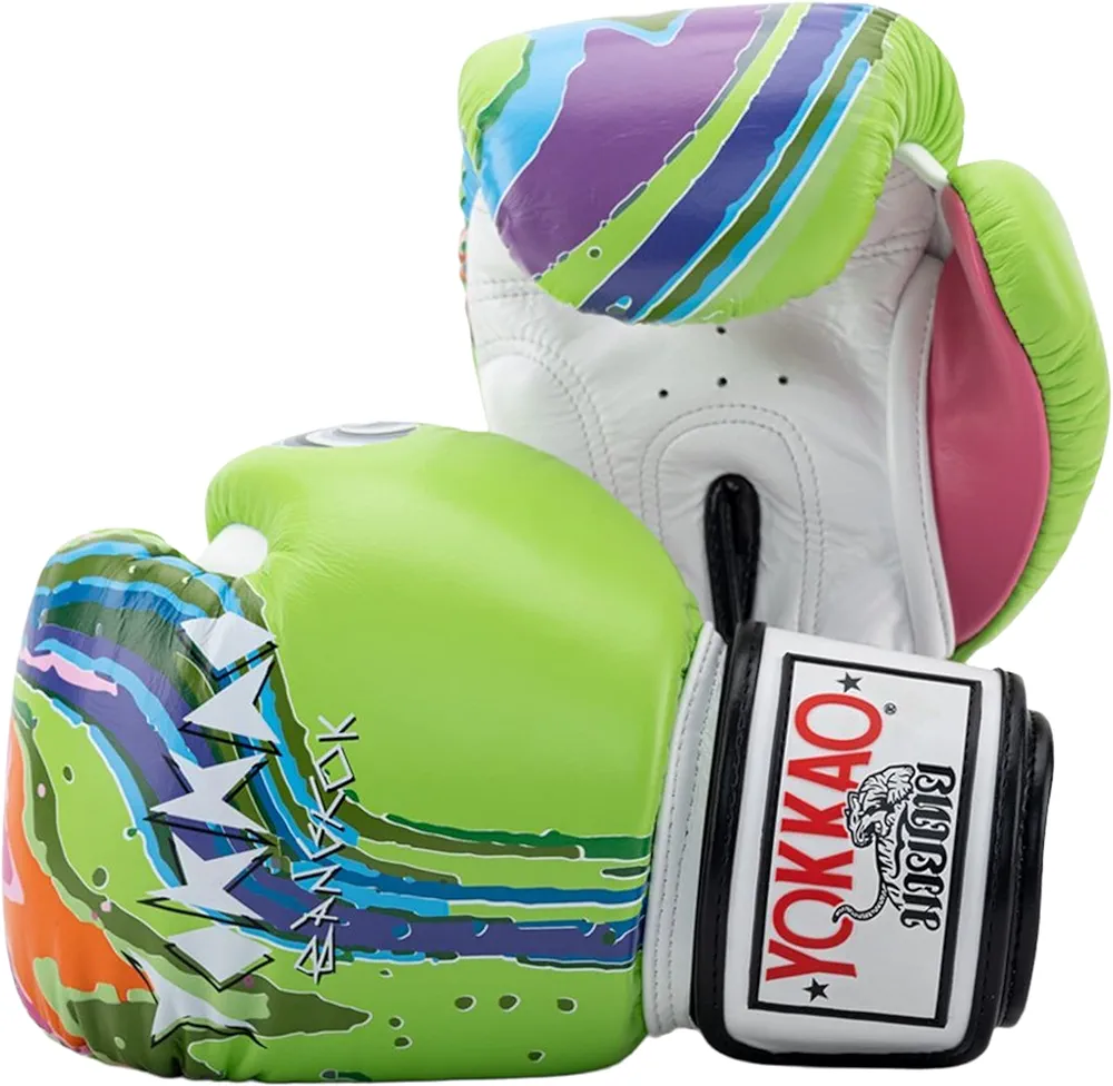 YOKKAO Designer Trip to Nowhere Muay Thai Boxing Gloves - Lime Zest - 10oz