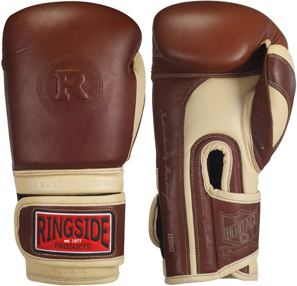 Ringside Heritage Genuine Leather Super Bag Boxing Training Sparring Gloves, Tan