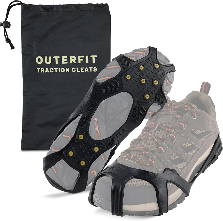 Ice Cleats for Shoes and Boots Men and Women, Overshoe Non-Slip Crampons with Tungsten Steel Spikes, Shoe Spikes for Snow and Ice, Snow Cleats, Ice Grips for Hiking, Fishing, Walking