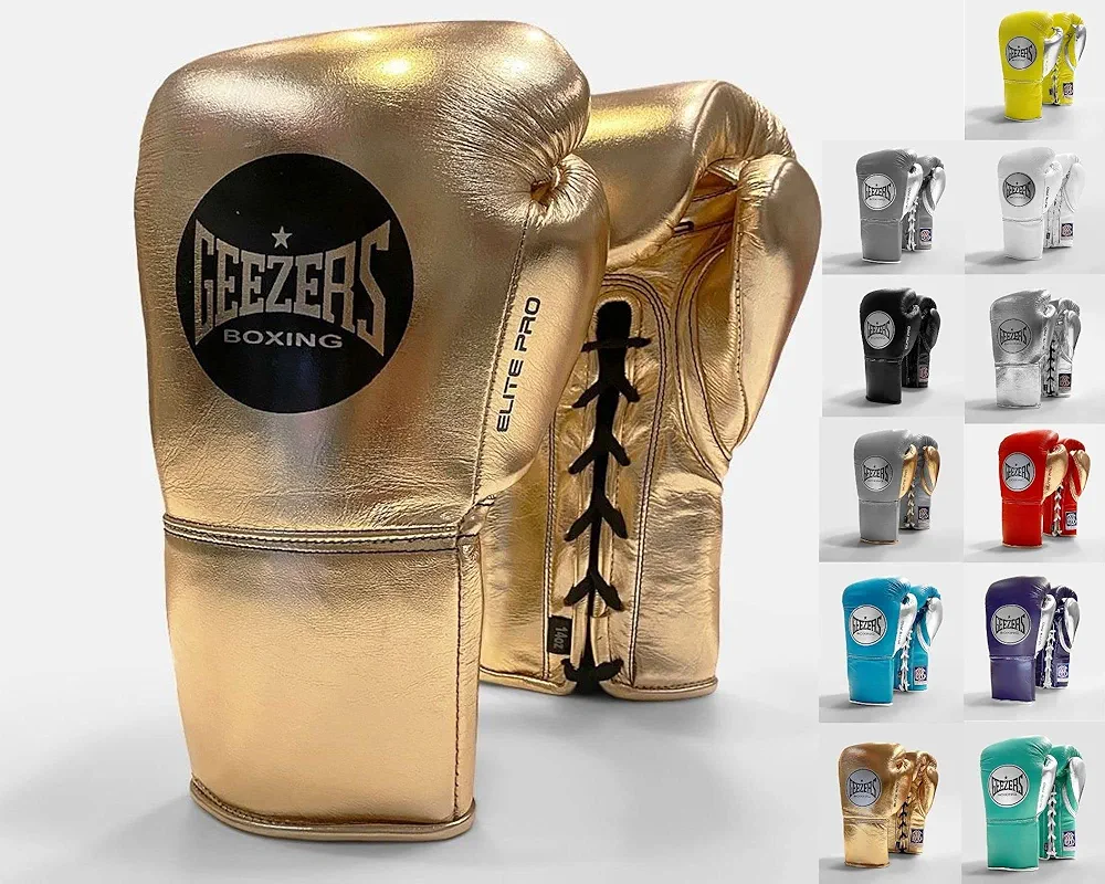 Geezers Boxing Elite Pro Special Edition Fight Gloves, Premium Leather, Mens and Womens Fight Glove, Approved by The BBBofC for All Professional Fights.