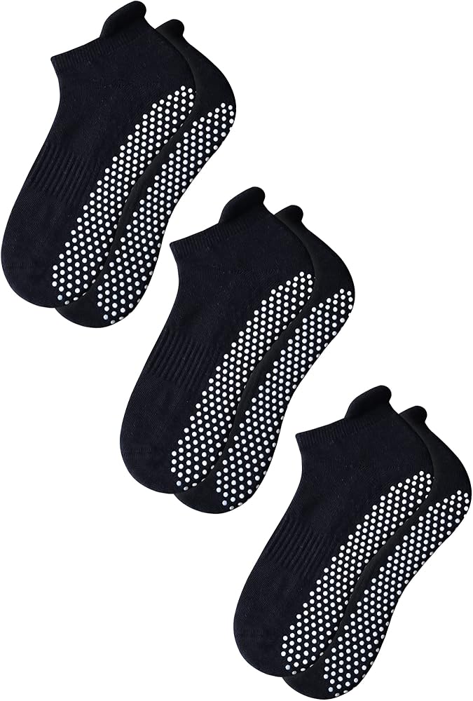 RATIVE Anti Slip Non Skid Barre Yoga Pilates Hospital Socks with Grips for Mens Womens