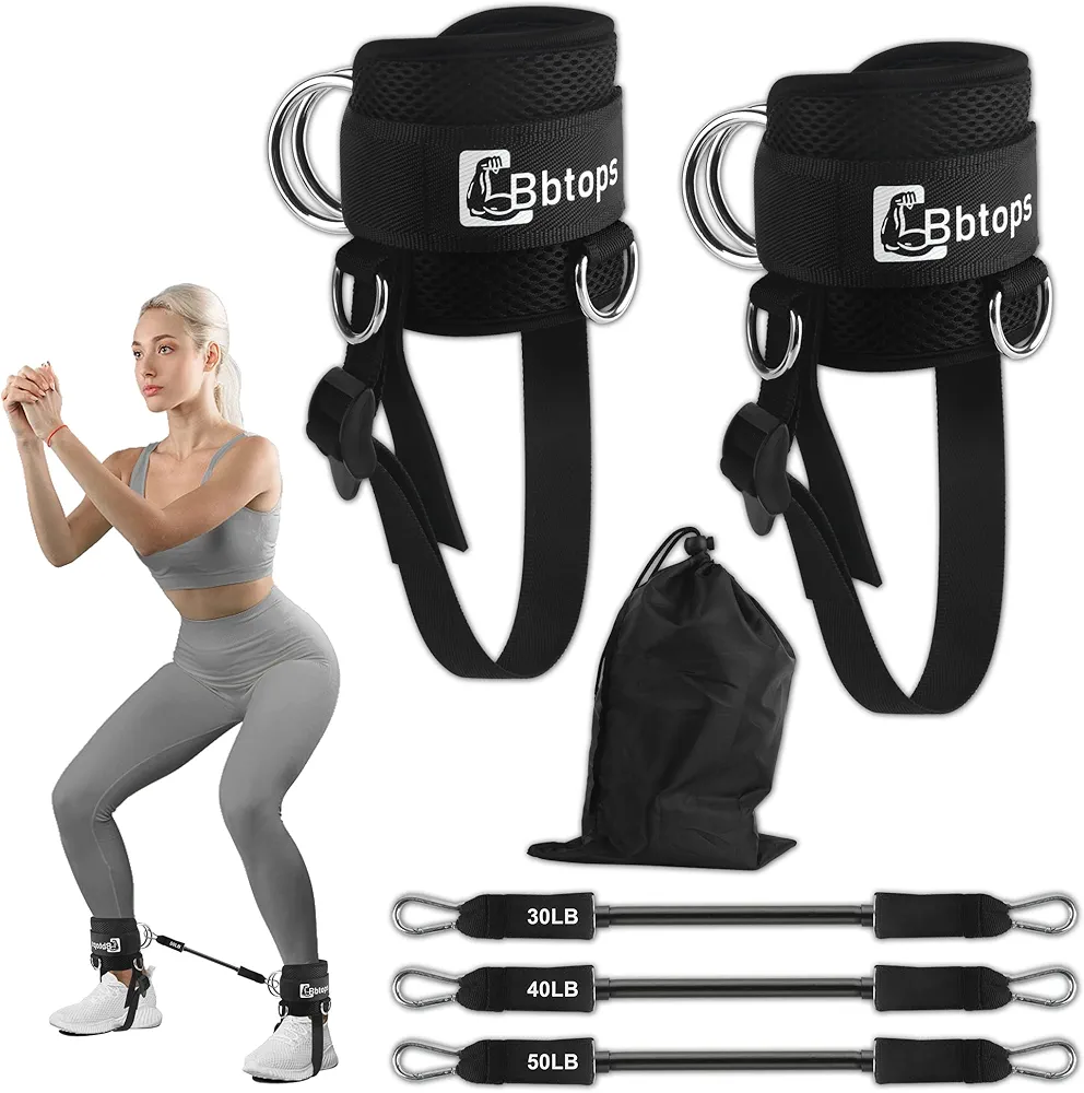 Booty Ankle Resistance Bands with Cuffs,Ankle Bands for Working Out,Butt Glutes Workout Equipment,Adjustable Comfort fit Neoprene,Leg Resistance Bands for Women & Men Fitness Equipment