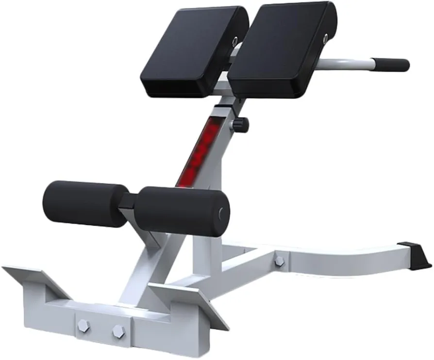 Roman Chair Back Extension Bench, Height Adjustment Gym Bench For Home Gym, 108x56x67.5-92.5cm, White