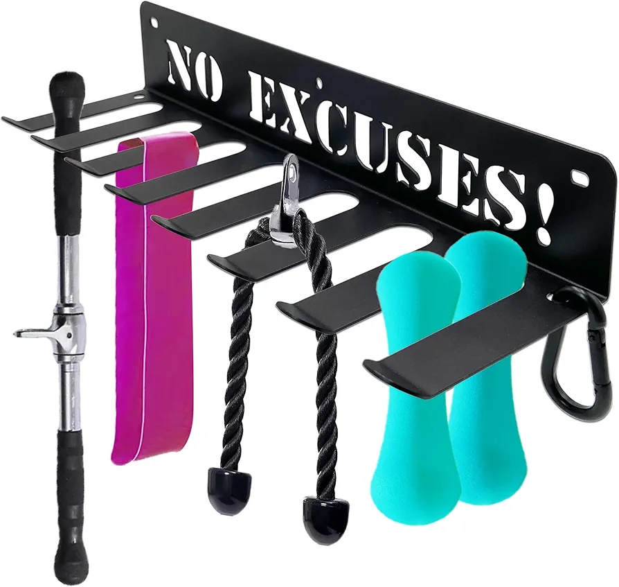 Home Gym Accessories Organization 16.7 inches,8 Hooks Gym Storage Rack,Home Gym Equipment Storage,Home Gym Essentials,Gym Decor Hanger for Dumbbell,Resistance Bands,Barbell Bar,Jump Ropes,Lifting Belt