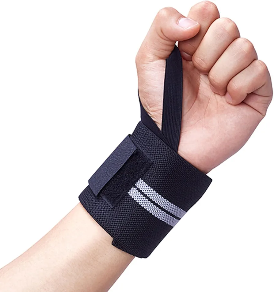 1 PC 20.47”x2.95 Wrist Wraps - Wrist Straps for Weightlifting - Lift Better,Protect Wrist Pain - Adjustable,Durable,Machine Washable - Wrist Brace for Men & Women (Gray Black)