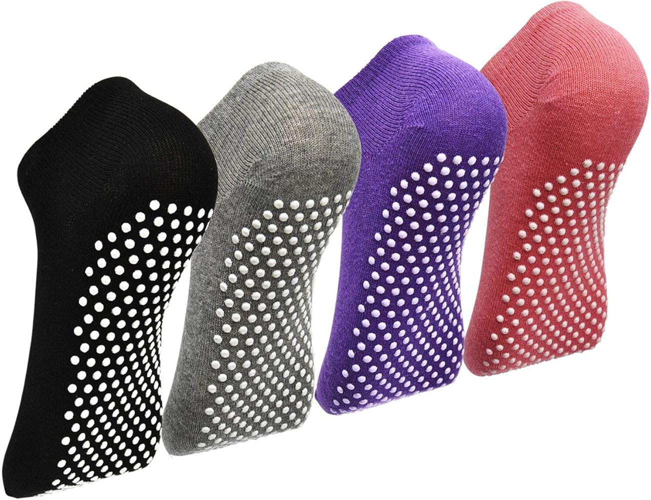 Pilates Ballet Barre Yoga Socks - Elutong 4 Pack Non Skid Slip Sticky Grippers Socks for Women