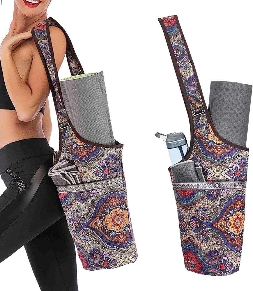 Yoga Mat Bag Adjustable Strap Large Size Pocket and Zipper Pocket Fit Most Size Mats