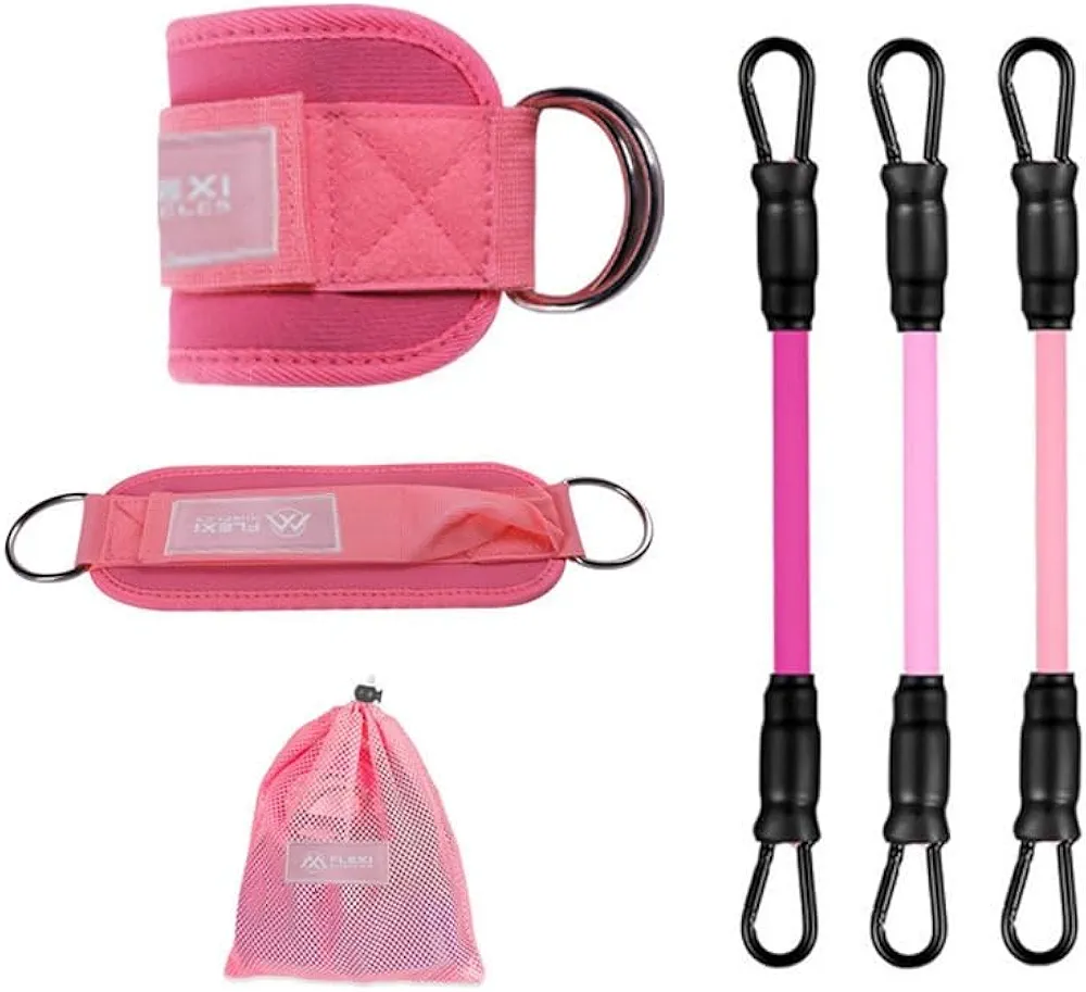 Resistance Bands with Ankle Cuffs for Leg, Glute, and Hip Workouts - Perfect for Kickbacks, Strength Training, and Home Gym Exercises - Fitness Bands for Women.
