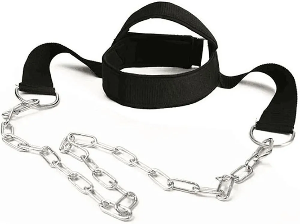Fitness Neck Harnesss with Chain Weight Lifting Head and Neck Exiser Straps for Home Gym Workout