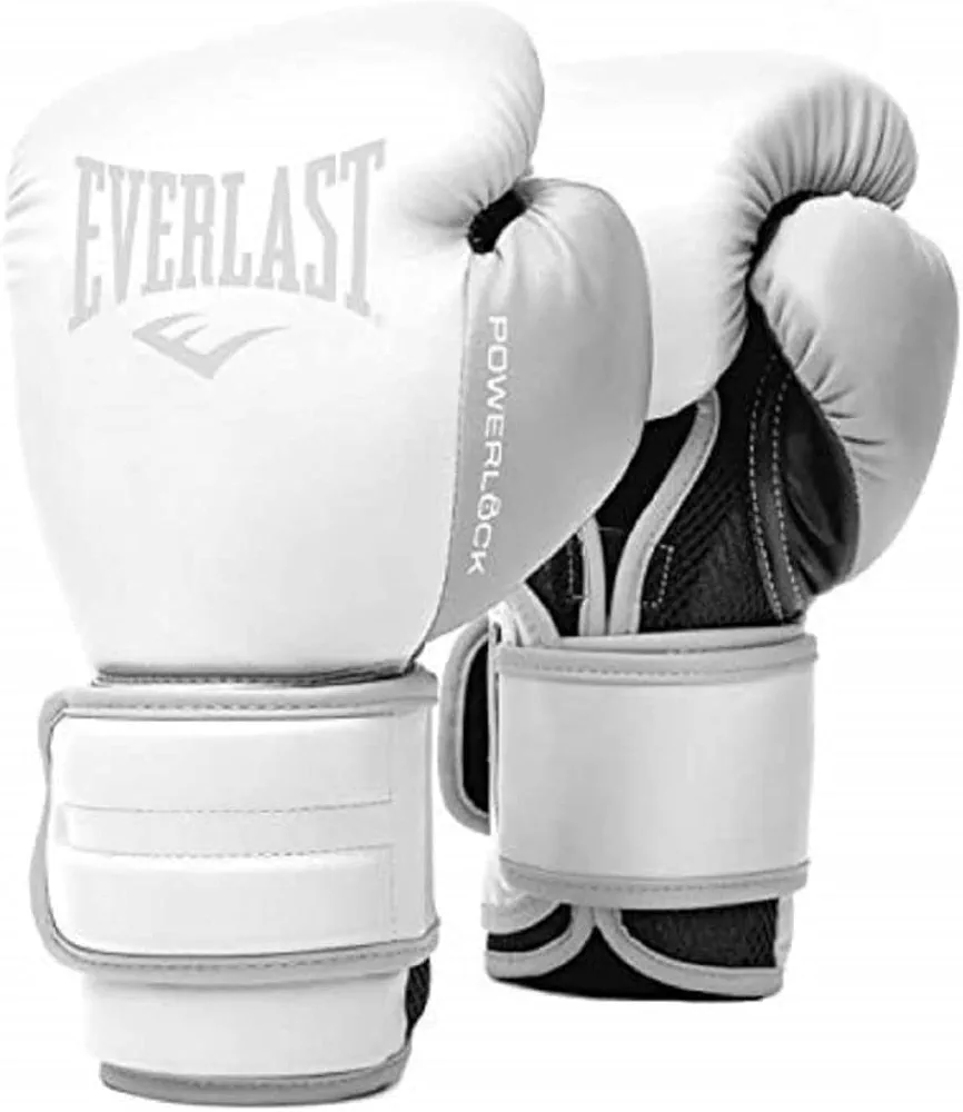 Everlast Powerlock 2 Boxing Gloves | Pro Flight Gloves | Secure Fit Hook and Loop with Triple-Layer Foam & Wrist Support for Injury Prevention | Heavy Bag & Speedbag Training (16oz | White)