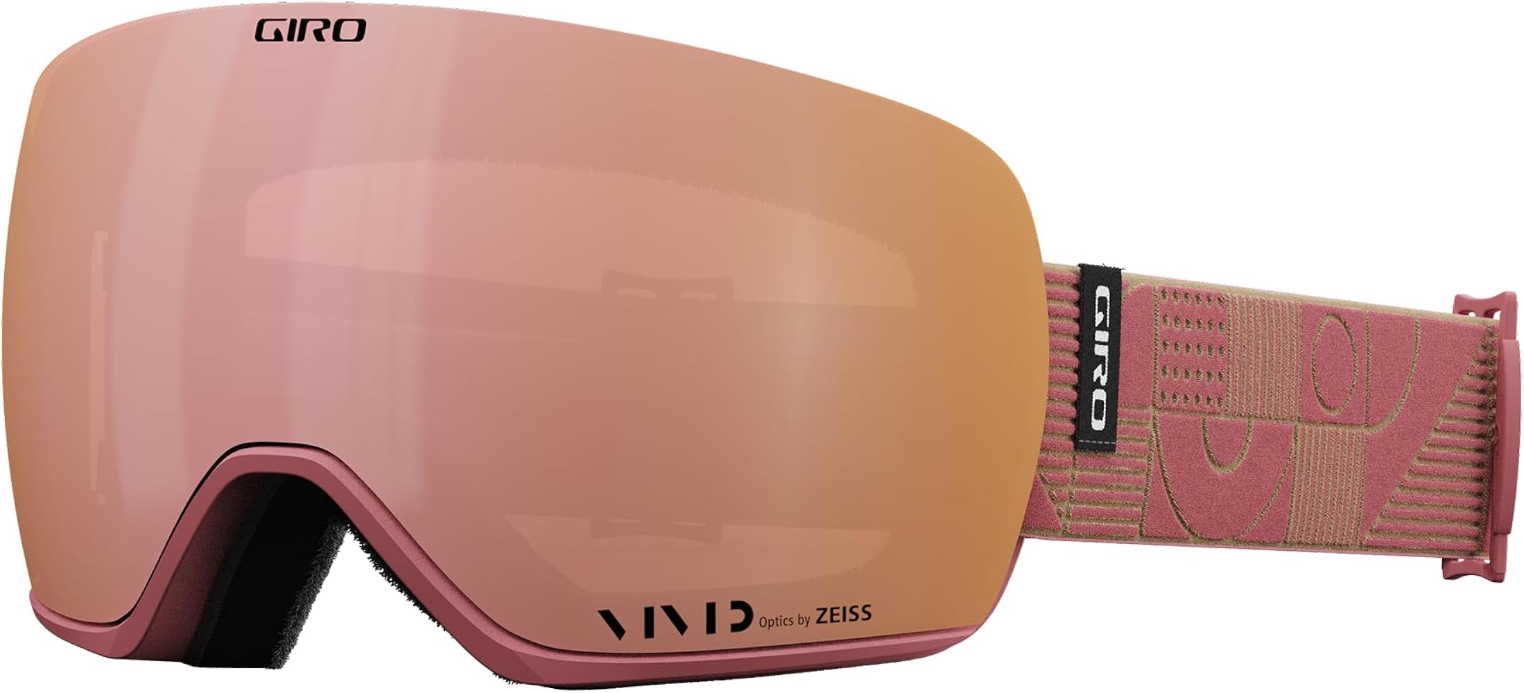 Giro Article II Ski Goggles - Snowboard Goggles for Men, Women and Youth - Dusty Rose Linocut Strap with Vivid Rose Gold/Vivid Infrared Lenses
