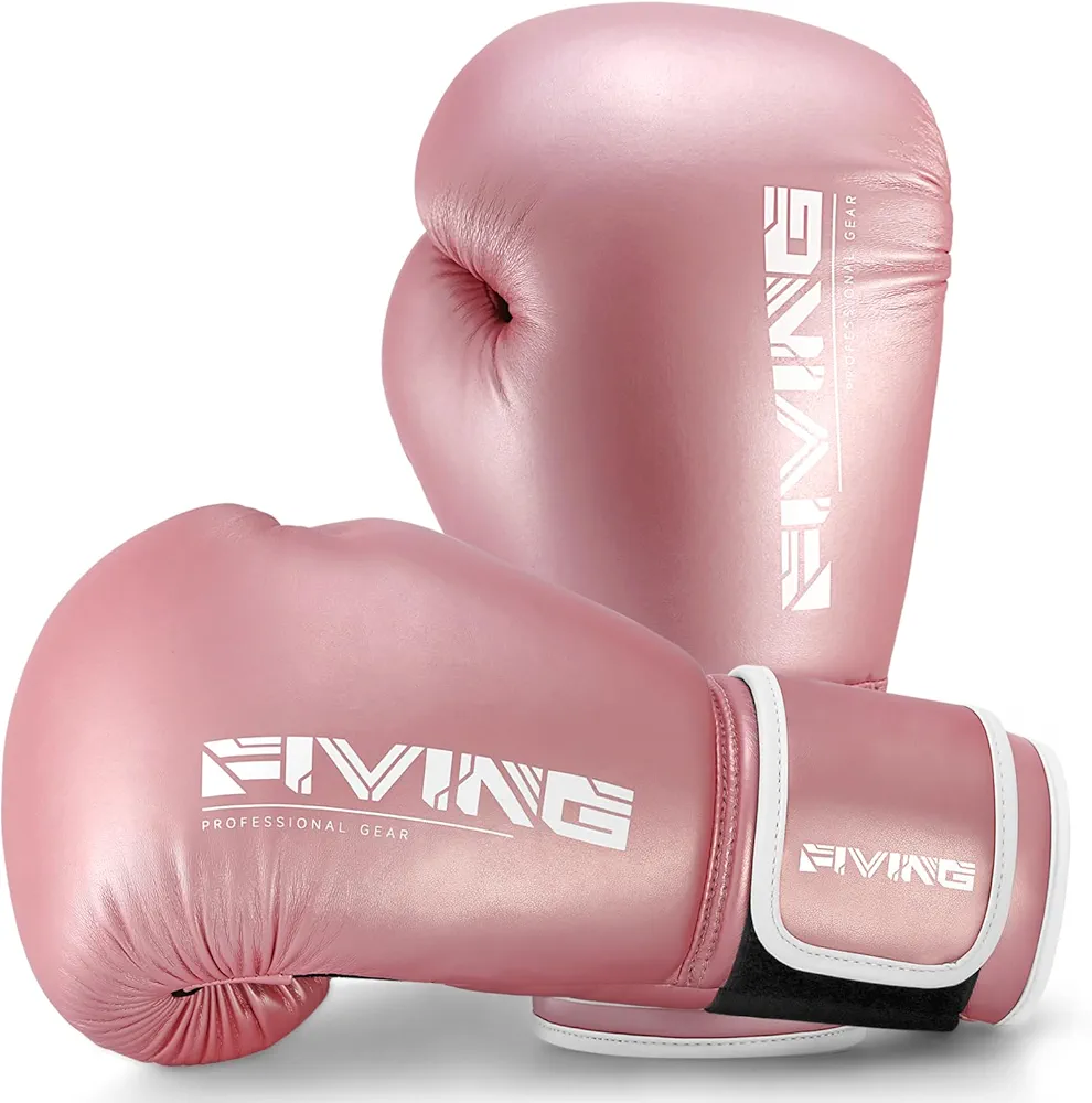 FIVING Women's Pro Style Boxing Gloves for Training Muay Thai Ladies for Sparring,Fighting Kickboxing Good for Punch Bag,Focus Pads and Double End Ball Punching