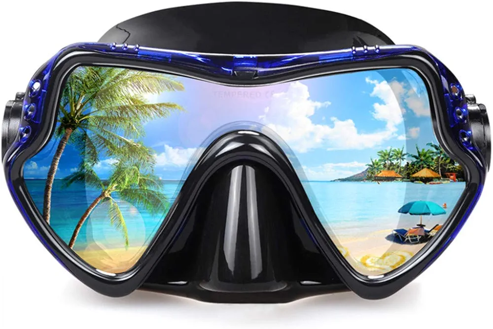 Snorkel Diving Mask, Professional Snorkeling Mask Gear, Ultra Clear Lens with Wide View Tempered Glass Goggles,Anti Leakage Scuba Mask, Silicone Swimming Goggles Mask for Adults, 3 Color
