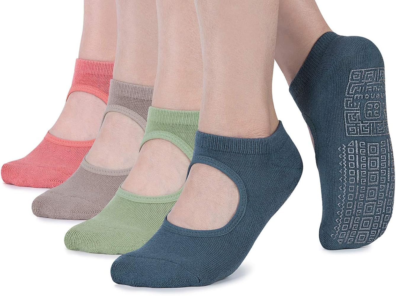 unenow Non Slip Grip Yoga Socks for Women with Cushion for Pilates, Barre, Home