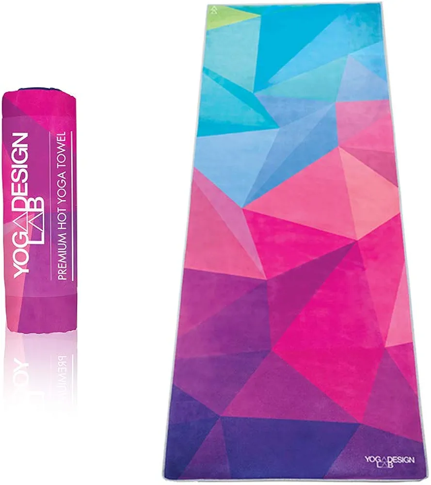 Yoga Design LAB | The HOT Yoga Towel | Premium Non Slip Colorful Towel | Designed in Bali | Eco Printed + Quick Dry + Mat Sized | Ideal for Hot Yoga, Bikram, Ashtanga, Sport, Travel! (Geo,)