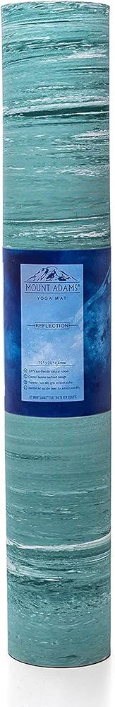 Mount Adams Reflection Natural Rubber Yoga Mat, 72 inches, 4mm Thick- 26 or 24 inches wide- Workout Mat for Hot Yoga, Fitness Exercise, or Stretching, Non-Slip