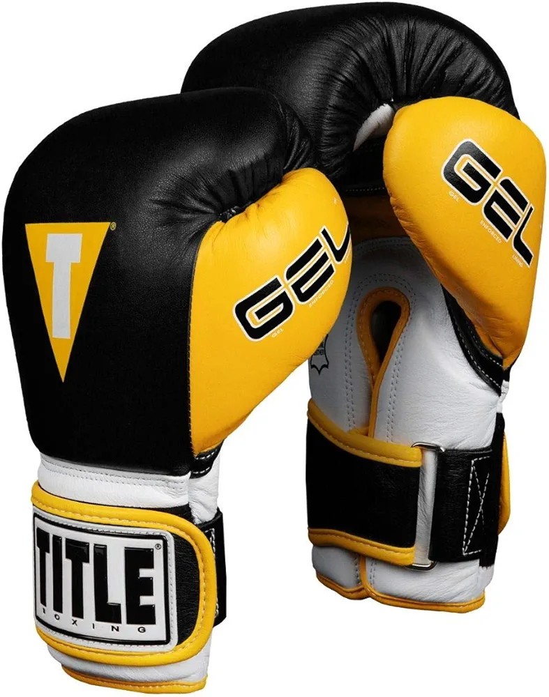 Title Boxing Gel World V2T Bag Gloves, Black/Gold/White, Large