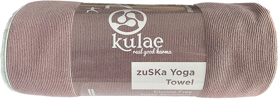 Zuska Premium Hot Yoga Towel Non-Slip, Thick, Absorbent Microfiber for All Types of Yoga and Fitness, 72" x 24" (Dusty Rose)