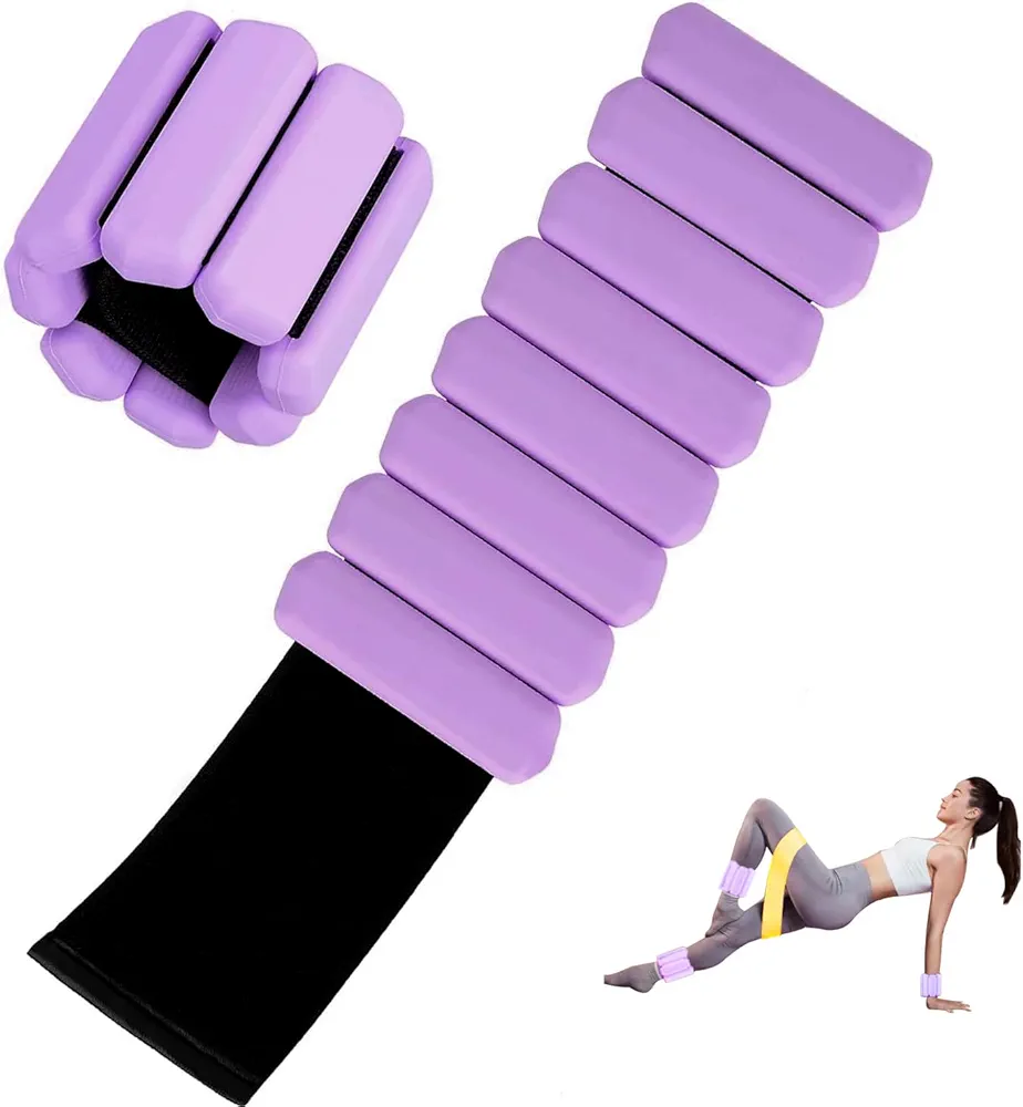 Wrist and Ankle Weights Set of 2(1Lbs Each) Adjustable Silicone Wrist Bangles for Women's and Men Home Gym, Walking, Running and Yoga Strength Training with Resistance Bands as Gift
