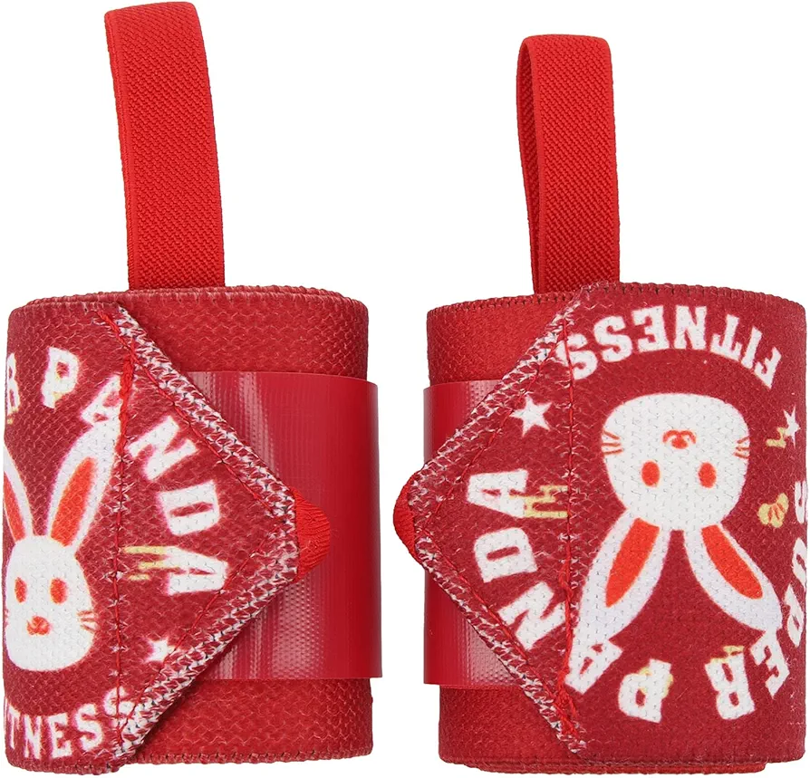 Lifting Straps,2PCS Red Rabbit Print Weight Lifting Straps Hook And Loop Design,Adjustable Wearproof Wrist Straps Average Size,Lifting Wrist Straps for Men Women