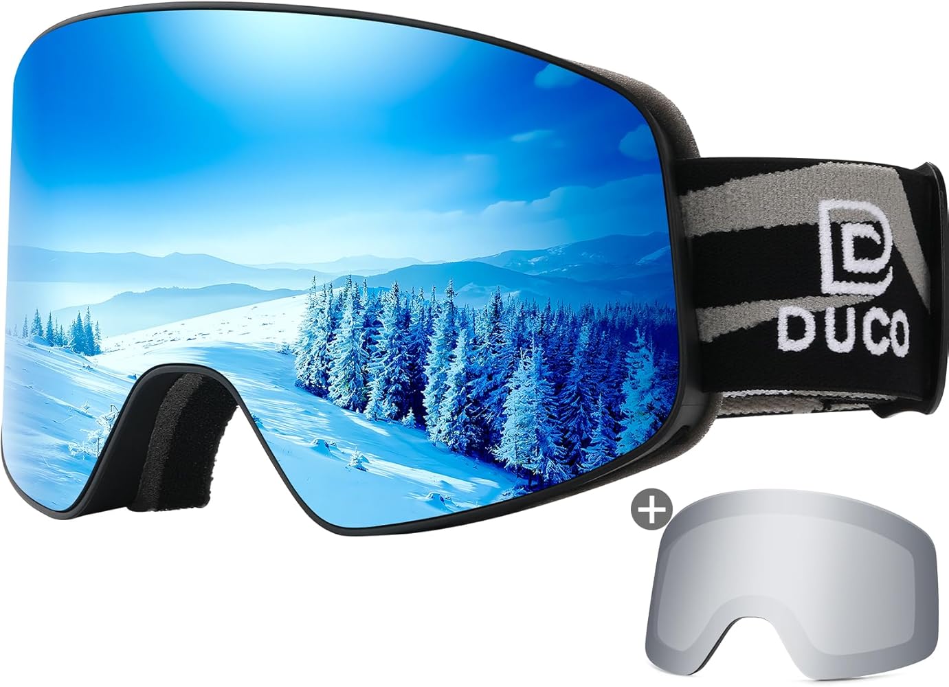 DUCO Ski Goggles Snowboard for Men Women,OTG Lightweight Winter Snowmobile Snow Goggles Anti-Fog 100% UV Protection DCS001