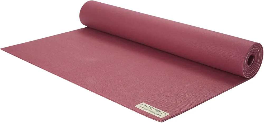JadeYoga Harmony Yoga Mat - Durable & Thick Gym Fitness Mat, Non-Slip Natural Rubber Yoga Mat- Home Exercise & Stretching Mat, Workout Mat- Yoga, Pilates & Meditation for Women & Men (Raspberry, 68'')