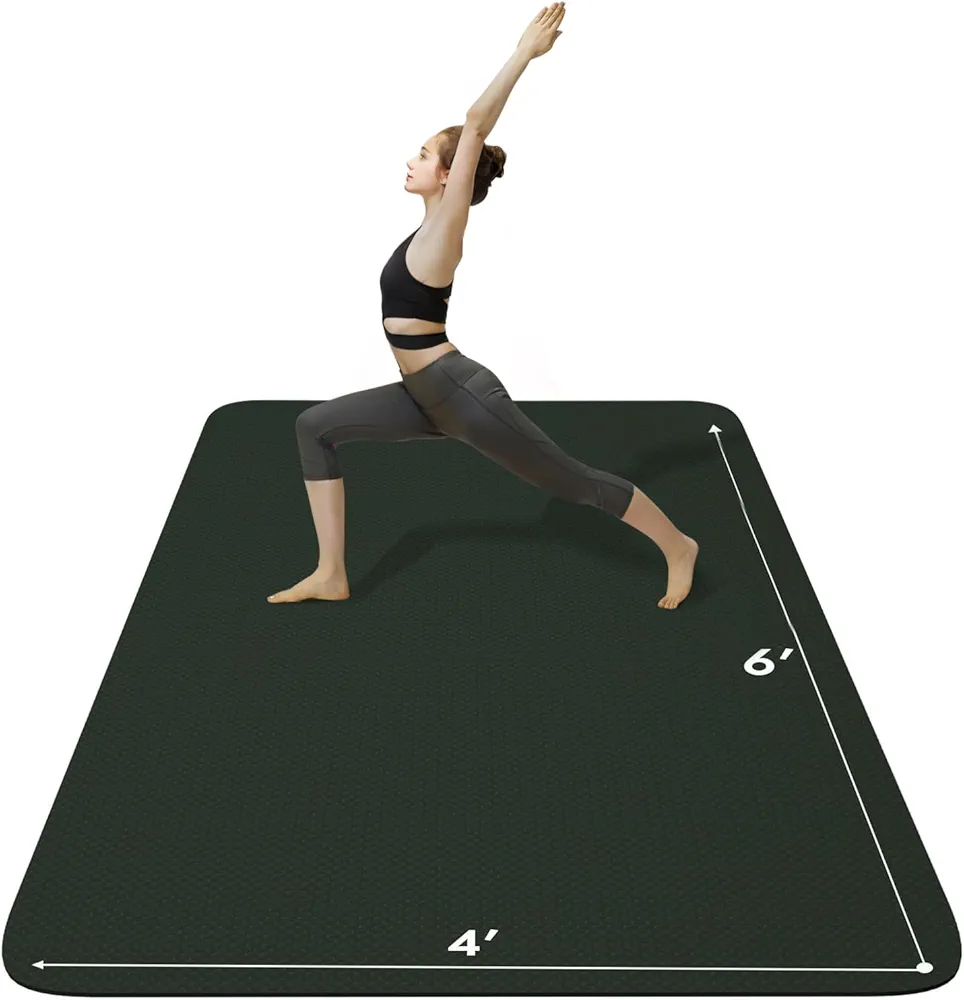 FrenzyBird Large Yoga Mat 6'x 4'（72”x 48”）—1/4" &1/3" Extra Wide Exercise Mat 183cm x 122cm Large Exercise Mat Big Home Yoga Mat Pilates Mat,Non Slip,Thick,TPE Workout Mat,for Women & Men, Yoga, Pilates, Gym and Floor Workouts Pilates,Gym and Floor Workouts