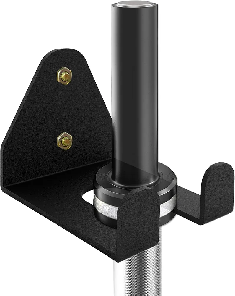 Olympic Barbell Hanger,Garage Gym Bar Wall Rack,Vertical Barbell Mount Rack,Single Barbell Holder Wall Mount,Space Saving Commercial or Home Gym Accessory,Holds 33mm Bar (1 hook black)