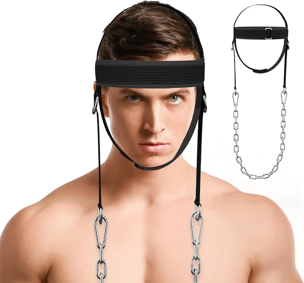 Adjustable Neck Harness, Neck Exercise Equipment for Muscle Growth and Strength Training，Weight Lifting Head Harness Black