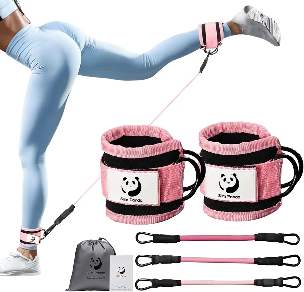 Slim Panda Ankle Resistance Bands with Cuffs,Leg Resistance Bands for Booty Workout Equipment for Kickbacks Hip Fitness Training