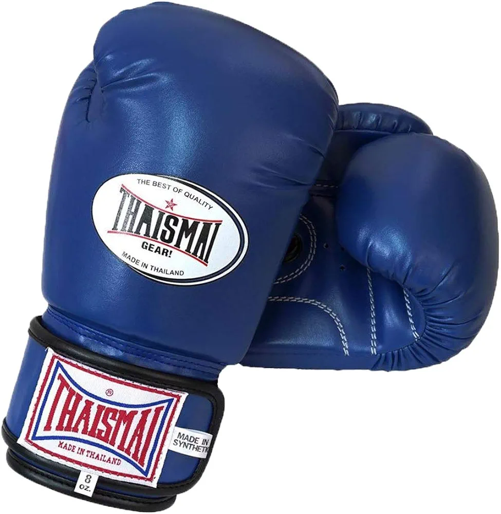 Muay Thai Style Vectro Straps Boxing Gloves Polyurethane Synthetic Leather Material Navy Blue Color