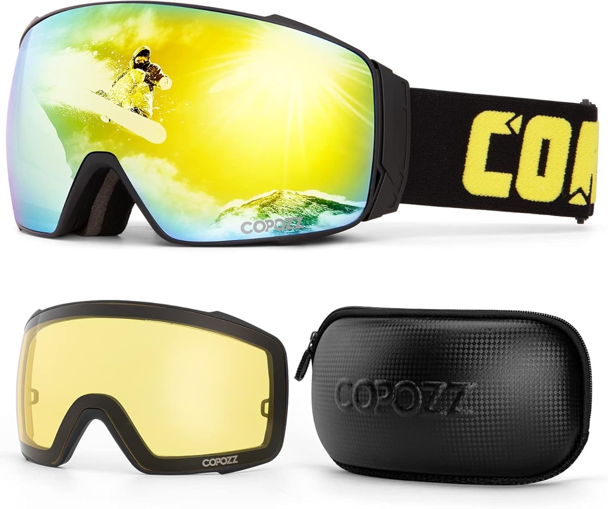 COPOZZ Polarized Ski Goggles Set, S3 Upgrade OTG Magnetic Snowboard Goggles UV Protection Skiing Goggles for Youth Men Women