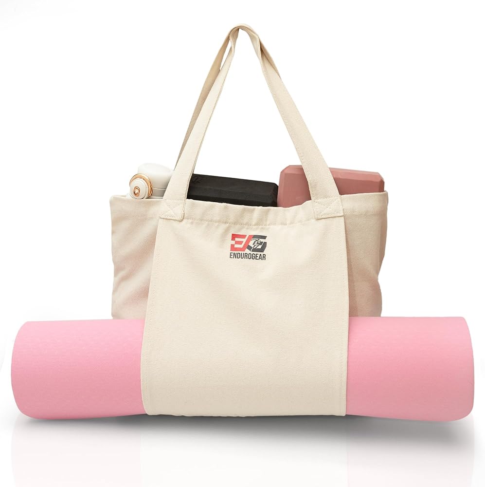 Yoga Mat Bag for Women, Durable Canvas Yoga Tote Bag with Reinforced Stitching and Smooth Zipper Pocket Inside, Large Capacity Yoga Mat Carrier Bag for Gym, Beach, Travel, and Everyday Use