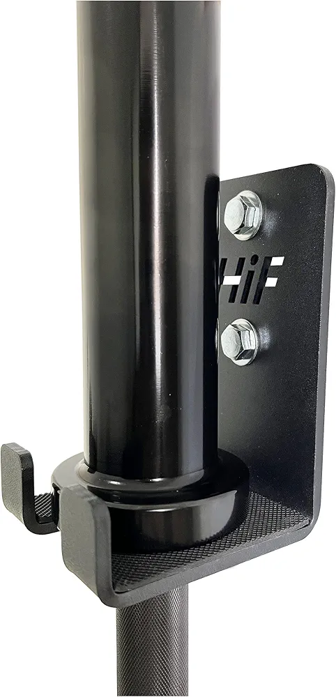 HIFLAME Single Olympic Barbell Hanger,Garage Gym Bar Wall Rack,Vertical Barbell Mount Rack,Space Saving Commercial or Home Gym Accessory,Holds Under 33mm Bar Size.（Black）