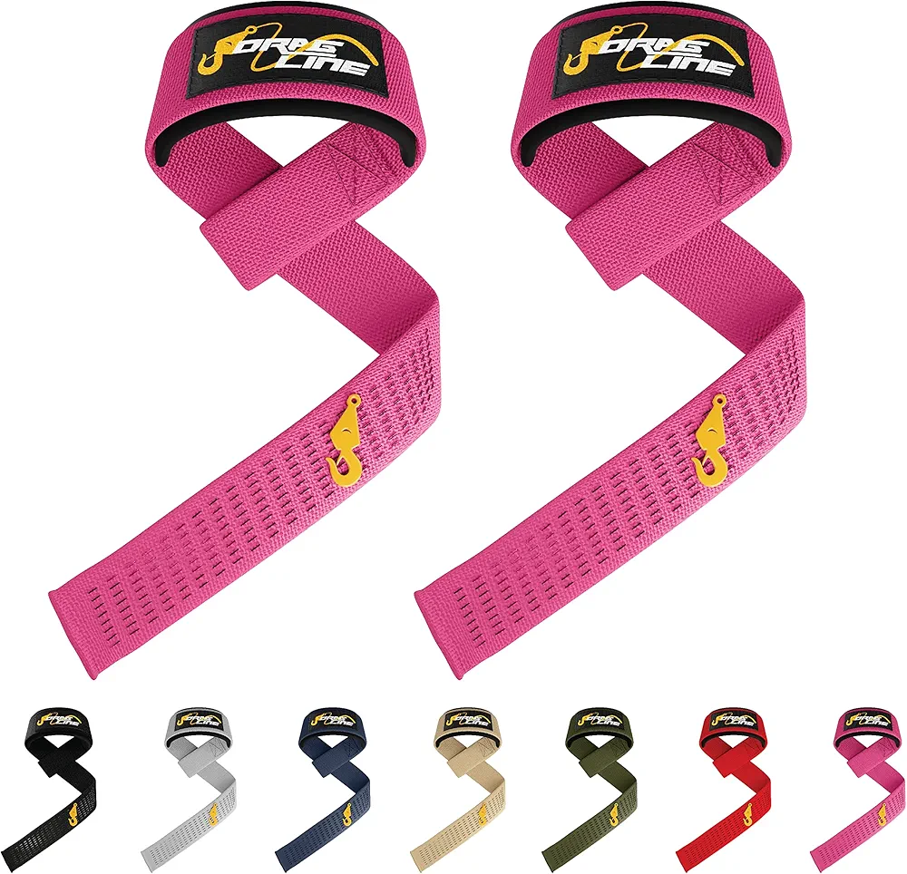 Dragline Lifting Straps, Wrist Straps for Weightliftig, Lifting Straps for Weighlifting, Deadlift Straps with Anti-Skid Silicone Gym Straps Weight Lifting Straps for Men and Women (Pink)