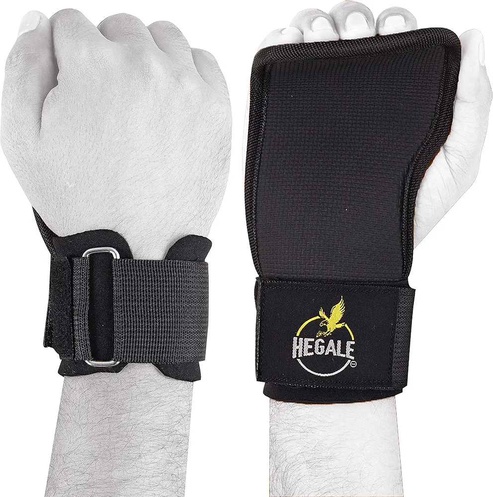 Weight Lifting Grip Straps with Neoprene Wrist Supports and Protective Palm Grip | 3-in-1 Gym Gloves and Weight Lifting Straps | Black Lifting Straps for Powerlifting and Weightlifting