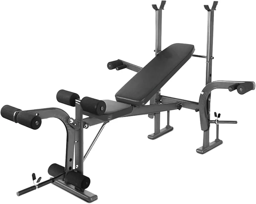 4 in 1 Weight Bench Set with Weights Included, Weight Benches for Home Gym, Adjustable Workout Bench Press Set with Preacher Curl Pad and Leg Developer, for Full Body Strength Training