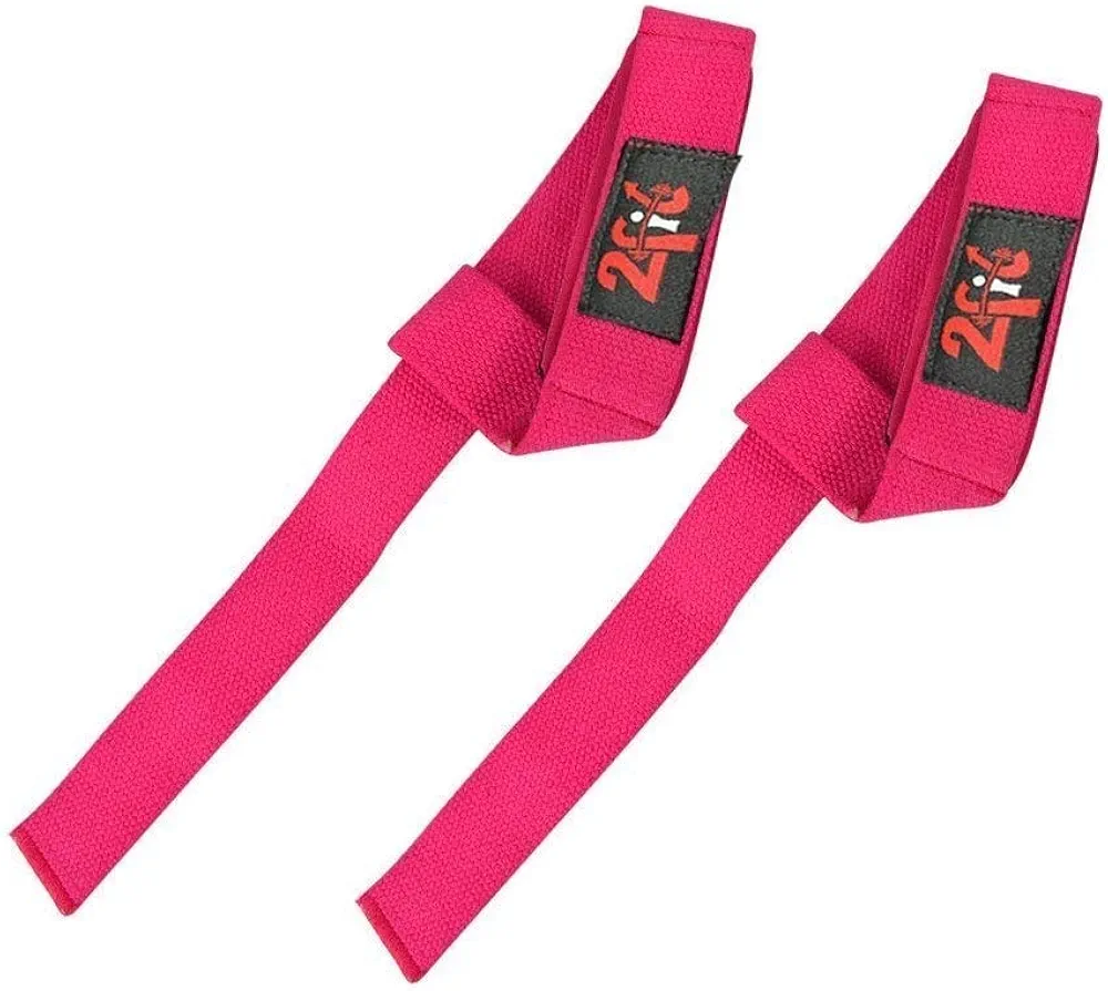 2Fit Weight Lifting Straps, Wraps Weightlifting Bodybuilding Wrist Bar Support (Pink)