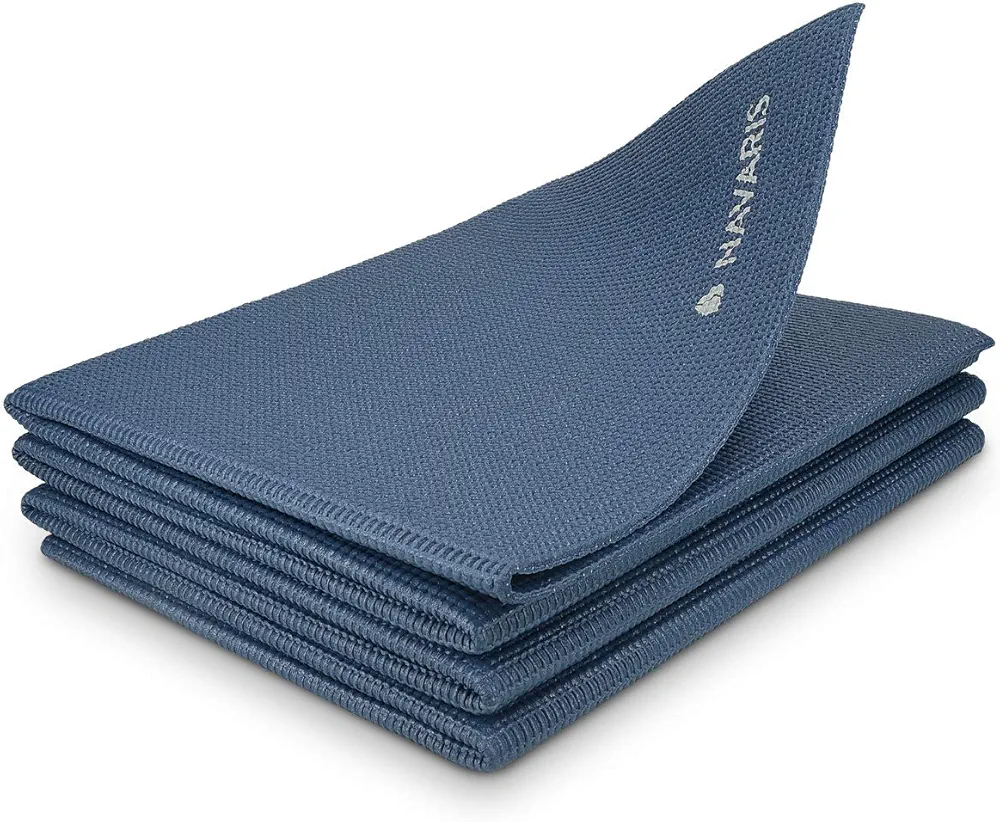Navaris Foldable Yoga Mat for Travel - 1/8 inch (4mm) Thick Exercise Mat for Yoga, Pilates, Workout, Gym, Fitness - Non-Slip Folding Thin Portable Mat