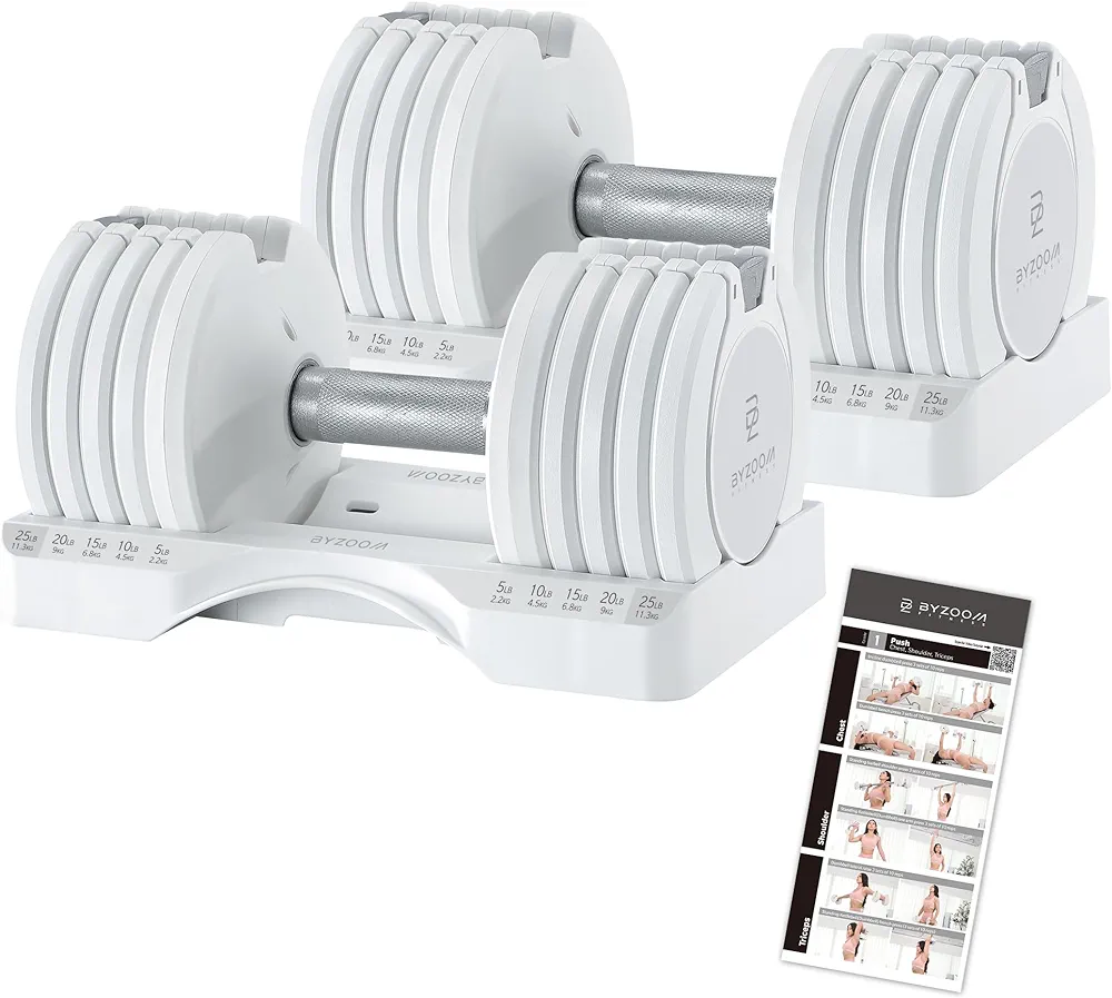 Adjustable Dumbbell 12.5/25lb Set of 2 or Single Unit Piece Weight Training Fitness Exercise Body Workout 5 in 1 for Home Gym Beginners Woman