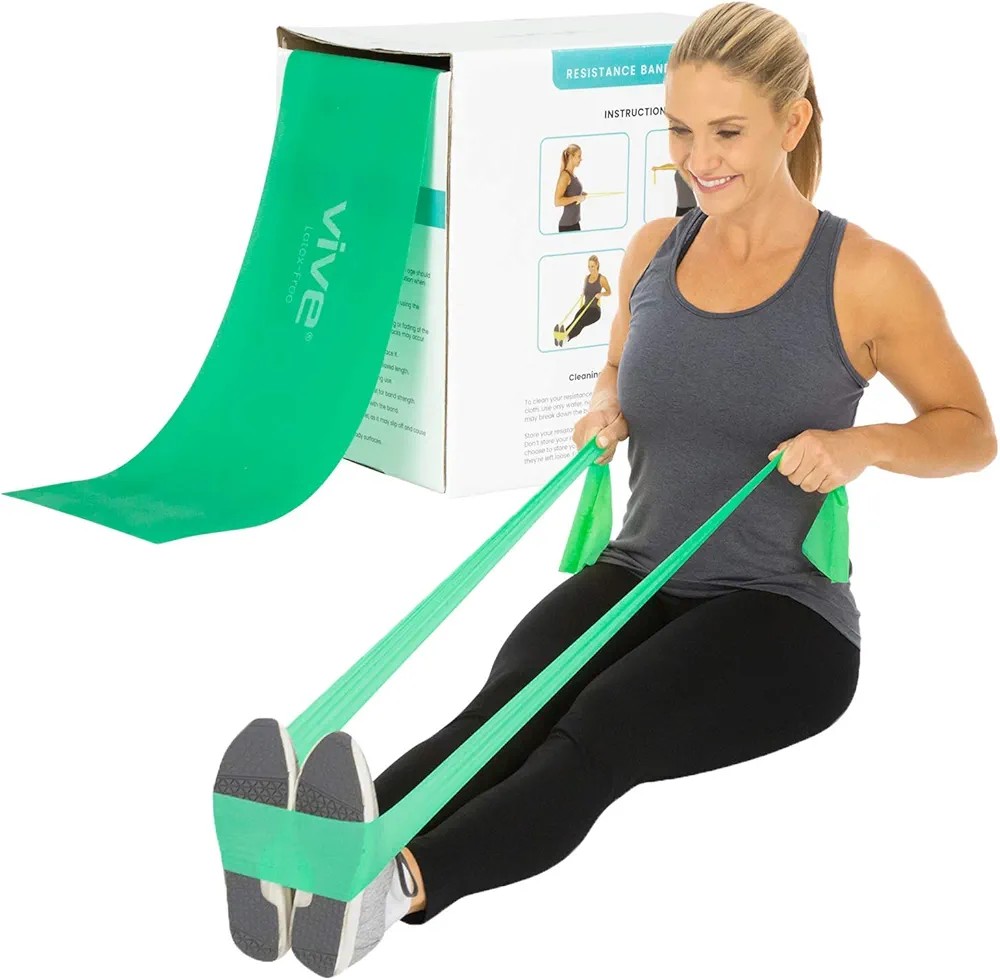Vive Professional Resistance Bands - 25 Yard Non-Latex Roll for Physical Therapy, Lower and Upper Body Exercise Workout - Straight Elastic for Strength Training, Rehabilitation, Women, Men